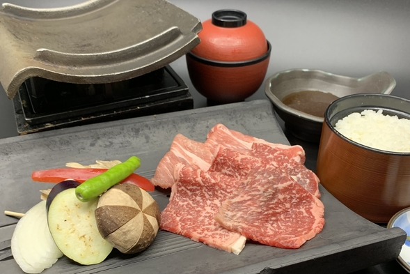 【牡丹プラン】【創業からの人気メニュー！】牛肉と豚肉のかわら焼き膳プラン